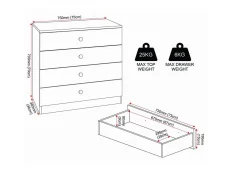 Seconique Seconique Denver White and Blue Gloss 4 Drawer Chest of Drawers