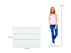 Seconique Seconique Denver White Gloss 3+3 Drawer Chest of Drawers