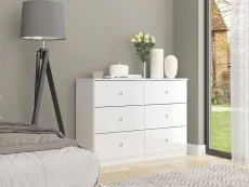 Seconique Seconique Denver White Gloss 3+3 Drawer Chest of Drawers