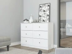 Seconique Seconique Denver White Gloss 3+3 Drawer Chest of Drawers