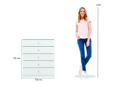 Seconique Seconique Denver White Gloss 5 Drawer Chest of Drawers
