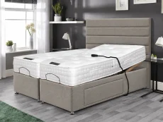 Clearance - Willow & Eve Luxury Cloud Pocket 1000 5ft King Size (2 x 2ft6) Electric Adjustable Bed in Venice Silver with Floor Standing Headboard