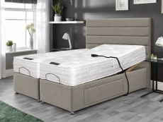 Willow & Eve Clearance - Willow & Eve Luxury Cloud Pocket 1000 5ft King Size (2 x 2ft6) Electric Adjustable Bed in Venice Silver with Floor Standing Headboard