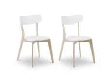 Julian Bowen Clearance - Julian Bowen Casa White and Oak Wooden Set of 2 Dining Chairs