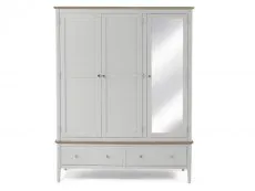 Archers Cotswold Grey and Oak 3 Door 2 Drawer Mirrored Large Triple Wardrobe (Part Assembled)