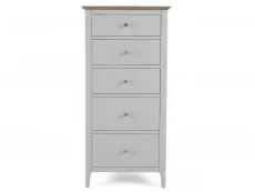 Archers Cotswold Grey and Oak 5 Drawer Tall Chest of Drawers (Assembled)