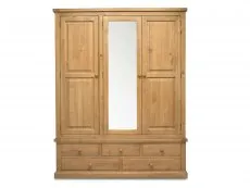 Archers Archers Langdale 3 Door 5 Drawer Pine Wooden Large Triple Mirrored Wardrobe (Part Assembled)