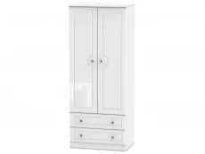 ASC ASC 2ft6 Quartz White High Gloss 2 Door 2 Drawer Double Wardrobe (Assembled)