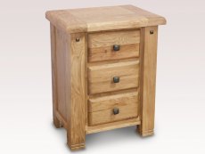 ASC Balmoral 3 Drawer Oak Wooden Bedside Cabinet (Assembled)