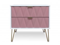 ASC Diana Kobe Pink and White 2 Drawer Midi Chest of Drawers (Assembled)