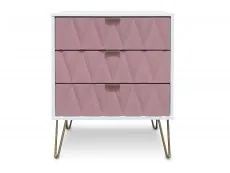 Welcome Welcome Diamond Kobe Pink and White 3 Drawer Midi Chest of Drawers (Assembled)