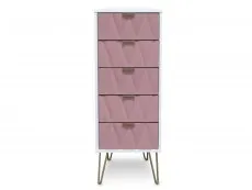 Welcome Welcome Diamond Kobe Pink and White 5 Drawer Narrow Chest of Drawers (Assembled)