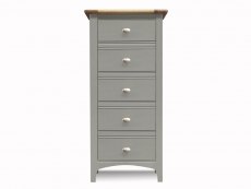 ASC Larrissa Grey and Oak 5 Drawer Wooden Narrow Chest of Drawers (Assembled)