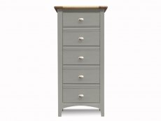 ASC ASC Larrissa Grey and Oak 5 Drawer Wooden Narrow Chest of Drawers (Assembled)