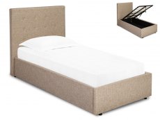 LPD Lucca 3ft Single Beige Upholstered Fabric Ottoman Bed Frame