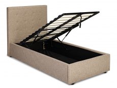 LPD LPD Lucca 3ft Single Beige Upholstered Fabric Ottoman Bed Frame