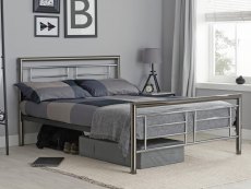 ASC Maya 5ft King Size Chrome and Nickel Metal Bed Frame