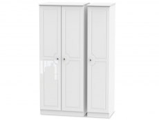 ASC Quartz White High Gloss 3 Door Triple Wardrobe (Assembled)