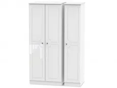 ASC ASC Quartz White High Gloss 3 Door Triple Wardrobe (Assembled)