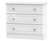 ASC ASC Quartz White High Gloss 3 Drawer Low Chest of Drawers (Assembled)