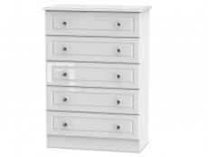 ASC ASC Quartz White High Gloss 5 Drawer Chest of Drawers (Assembled)