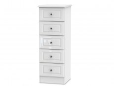 ASC ASC Quartz White High Gloss 5 Drawer Tall Narrow Chest of Drawers (Assembled)