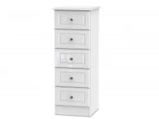 ASC Quartz White High Gloss 5 Drawer Tall Narrow Chest of Drawers ...