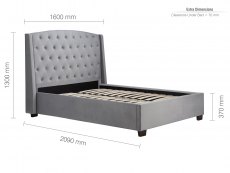 Birlea Birlea Balmoral 4ft6 Double Grey Velvet Upholstered Fabric Bed Frame