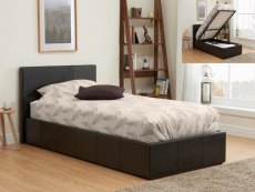 Birlea Berlin 3ft Single Brown Upholstered Faux Leather Ottoman Bed Frame