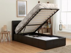 Birlea Birlea Berlin 3ft Single Brown Upholstered Faux Leather Ottoman Bed Frame