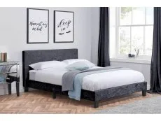 Birlea Furniture & Beds Birlea Berlin 4ft Small Double Black Crushed Velvet Glitz Fabric Bed Frame