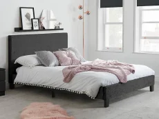 Birlea Furniture & Beds Birlea Berlin 4ft Small Double Black Crushed Velvet Glitz Fabric Bed Frame