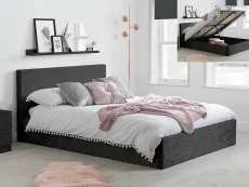 Birlea Furniture & Beds Birlea Berlin 4ft Small Double Black Crushed Velvet Glitz Fabric Ottoman Bed Frame