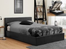 Birlea Birlea Berlin 4ft Small Double Black Upholstered Faux Leather Ottoman Bed Frame