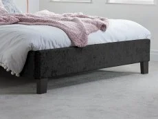 Birlea Furniture & Beds Birlea Berlin 4ft6 Double Black Crushed Velvet Glitz Fabric Bed Frame