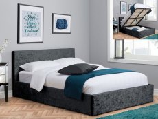 Birlea Birlea Berlin 4ft6 Double Black Crushed Velvet Glitz Upholstered Fabric Ottoman Bed Frame
