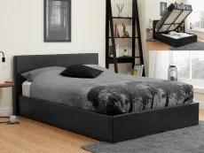 Birlea Furniture & Beds Birlea Berlin 4ft6 Double Black Faux Leather Ottoman Bed Frame