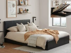 Birlea Furniture & Beds Birlea Berlin 4ft6 Double Brown Faux Leather Ottoman Bed Frame