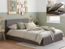 Birlea Furniture & Beds Birlea Berlin 4ft6 Double Grey Fabric Ottoman Bed Frame