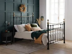 Birlea Bronte Black and Antique Brass Metal Bed Frame