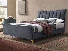 ASC ASC Cassius 4ft6 Double Grey Velvet Upholstered Fabric Bed Frame