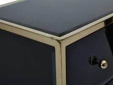 Birlea Birlea Fenwick Black Glass and Gold 2 Drawer Bedside Table (Assembled)