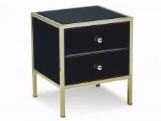 Birlea Birlea Fenwick Black Glass and Gold 2 Drawer Bedside Table (Assembled)