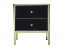 Birlea Birlea Fenwick Black Glass and Gold 2 Drawer Bedside Table (Assembled)