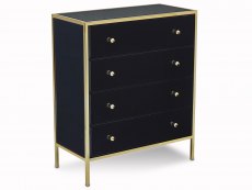 Birlea Birlea Fenwick Black Glass and Gold 4 Drawer Chest of Drawers (Assembled)