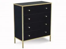 Birlea Birlea Fenwick Black Glass and Gold 4 Drawer Chest of Drawers (Assembled)
