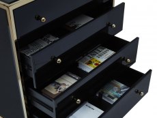Birlea Birlea Fenwick Black Glass and Gold 4 Drawer Chest of Drawers (Assembled)