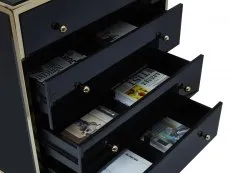 Birlea Birlea Fenwick Black Glass and Gold 4 Drawer Chest of Drawers (Assembled)