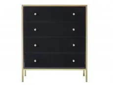 Birlea Birlea Fenwick Black Glass and Gold 4 Drawer Chest of Drawers (Assembled)