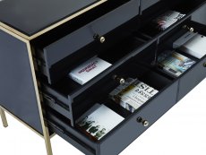 Birlea Birlea Fenwick Black Glass and Gold 6 Drawer Chest of Drawers (Assembled)